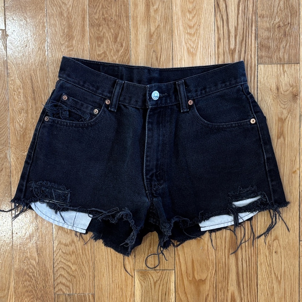 Vintage Levi’s Black Distressed Denim Shorts